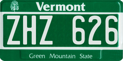 VT license plate ZHZ626