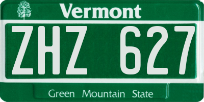 VT license plate ZHZ627