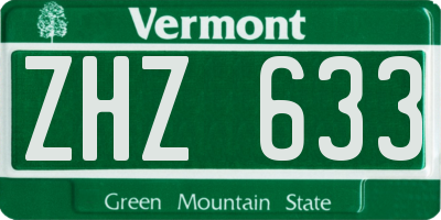 VT license plate ZHZ633