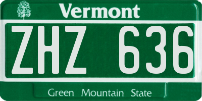 VT license plate ZHZ636
