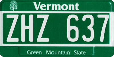 VT license plate ZHZ637