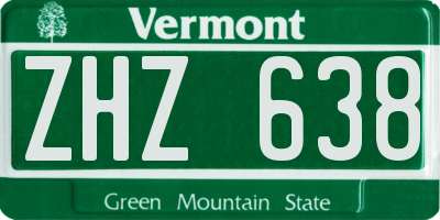 VT license plate ZHZ638