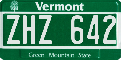 VT license plate ZHZ642