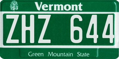 VT license plate ZHZ644