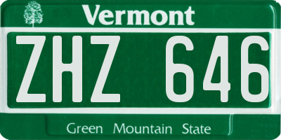 VT license plate ZHZ646
