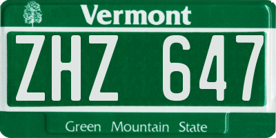 VT license plate ZHZ647