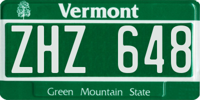 VT license plate ZHZ648