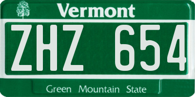 VT license plate ZHZ654