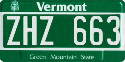 VT license plate ZHZ663
