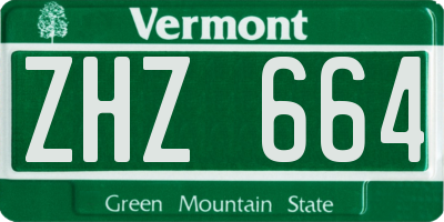 VT license plate ZHZ664