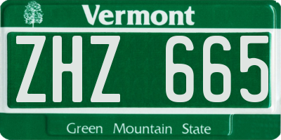 VT license plate ZHZ665