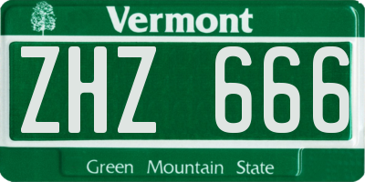 VT license plate ZHZ666