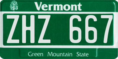 VT license plate ZHZ667