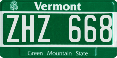 VT license plate ZHZ668