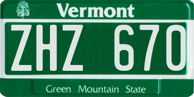 VT license plate ZHZ670