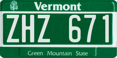 VT license plate ZHZ671