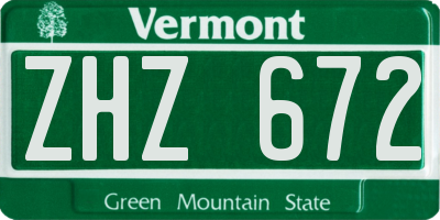 VT license plate ZHZ672
