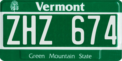 VT license plate ZHZ674
