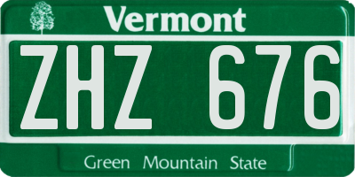 VT license plate ZHZ676