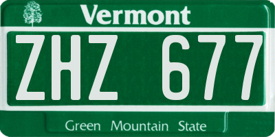 VT license plate ZHZ677