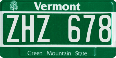 VT license plate ZHZ678