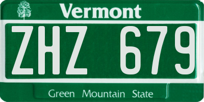 VT license plate ZHZ679