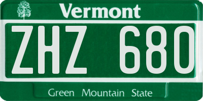 VT license plate ZHZ680
