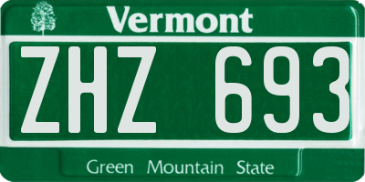 VT license plate ZHZ693