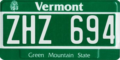 VT license plate ZHZ694
