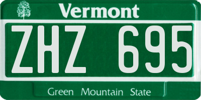 VT license plate ZHZ695