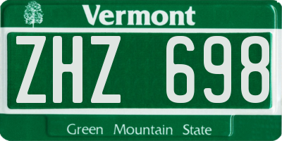 VT license plate ZHZ698