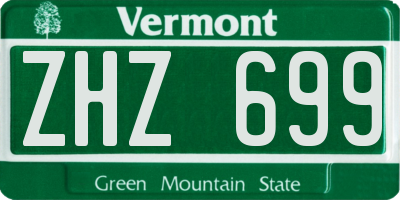 VT license plate ZHZ699