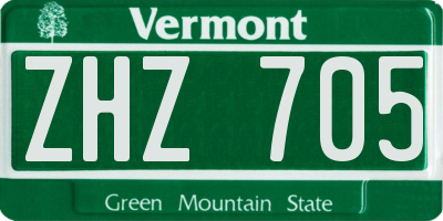 VT license plate ZHZ705