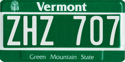 VT license plate ZHZ707