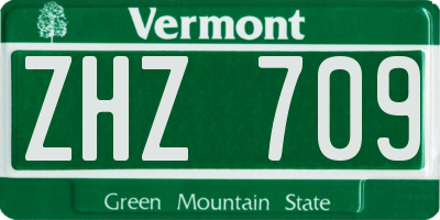 VT license plate ZHZ709