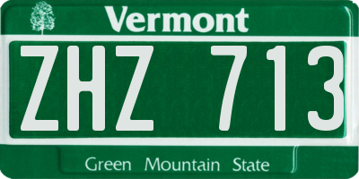 VT license plate ZHZ713