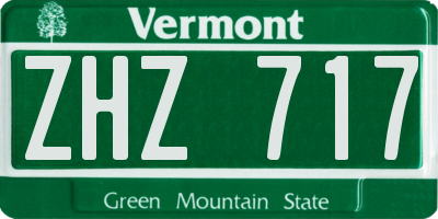 VT license plate ZHZ717