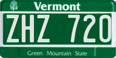 VT license plate ZHZ720