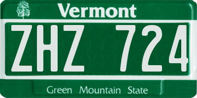 VT license plate ZHZ724