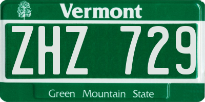 VT license plate ZHZ729