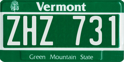 VT license plate ZHZ731