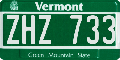 VT license plate ZHZ733