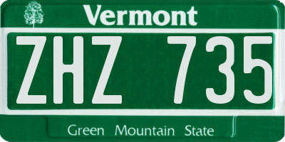 VT license plate ZHZ735