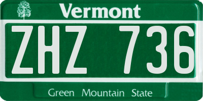 VT license plate ZHZ736