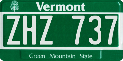 VT license plate ZHZ737