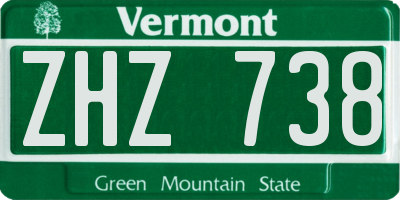 VT license plate ZHZ738