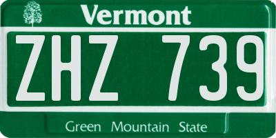 VT license plate ZHZ739