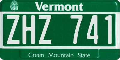 VT license plate ZHZ741