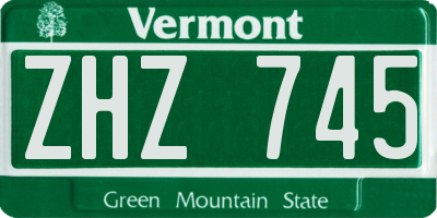 VT license plate ZHZ745