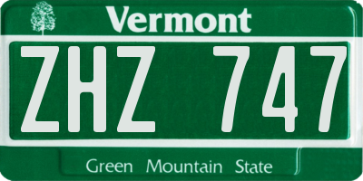 VT license plate ZHZ747